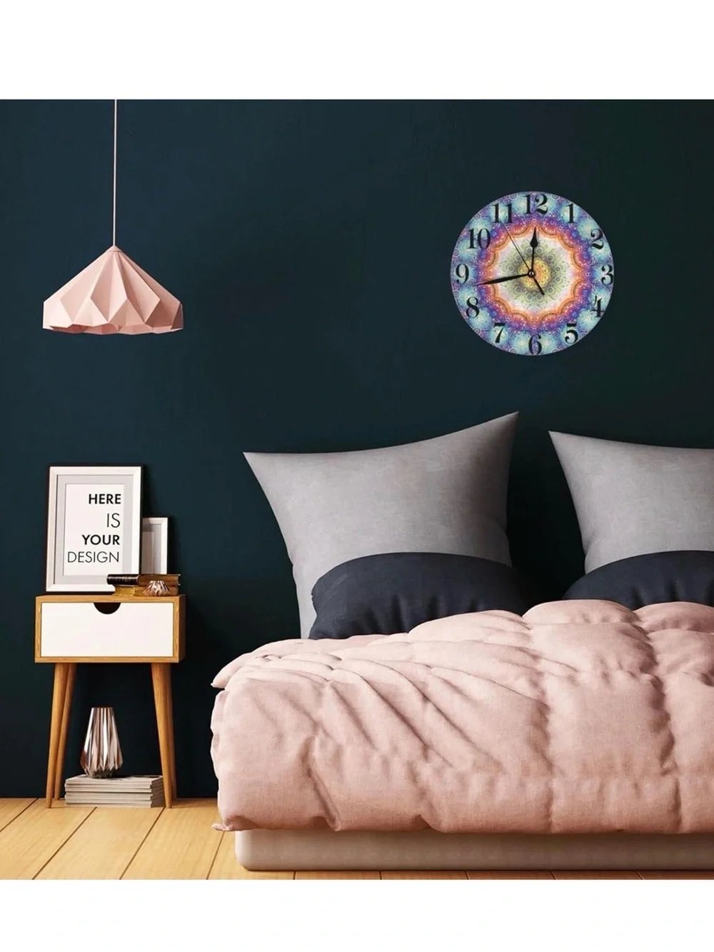 Vibrant Multicolor Mandala Wall Clock - Contemporary Home Decor NWT
